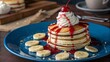 © AI Art Gallery - Stack of Pancakes with Whipped Cream, Cherries and Syrup – Vibrant V5