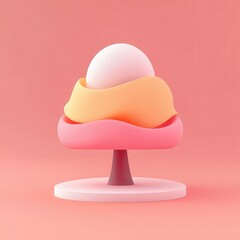 Poster - Abstract still life of geometric shapes in pastel colors on a pink background creating a playful and modern composition perfect for design