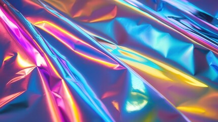Poster - holographic foil surface with mesmerizing swirling gradients, displaying a seamless transition betwe