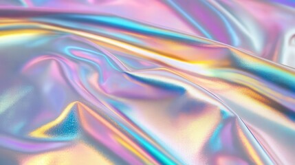 Poster - holographic foil surface with mesmerizing swirling gradients, displaying a seamless transition betwe