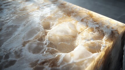 Poster - marble tabletop with a soft matte finish, subtly illuminated, creating delicate abstract shadow effects.