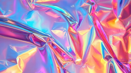 Aufkleber - holographic foil with a digital-inspired metallic sheen, blending neon and iridescent colors in a captivating abstract pattern.