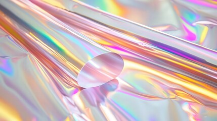 Aufkleber - holographic foil with smooth reflections, radiating soft neon glows in a mesmerizing digital-inspired pattern