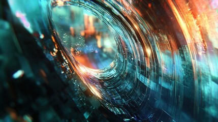 Poster - futuristic prismatic foil design with high-definition light reflections, mimicking liquid crystal di