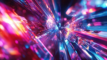 Poster - futuristic prismatic foil design with high-definition light reflections, mimicking liquid crystal di