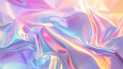Poster - iridescent foil texture with an ethereal glow, featuring luminous pastel hues that shift seamlessly in soft gradients