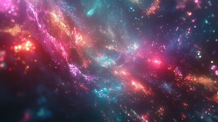 Poster - holographic texture featuring a blend of soft pastels and vibrant neon reflections across a fluid metallic surface