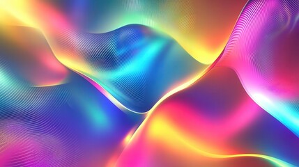 Aufkleber - holographic foil texture with flowing prismatic waves, creating an abstract interplay of metallic and neon reflections.