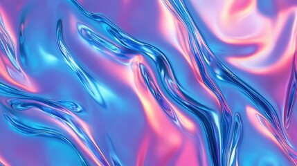 Aufkleber - metallic holographic texture, shifting between shimmering blues, pinks, and purples in a liquid-like iridescent effect.