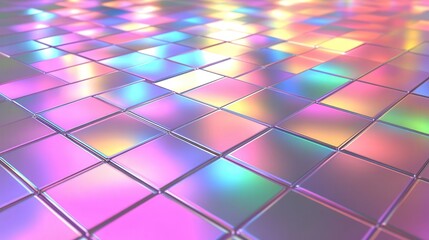 Poster - holographic texture with sharp metallic reflections and a soft rainbow spectrum spreading across a smooth surface.