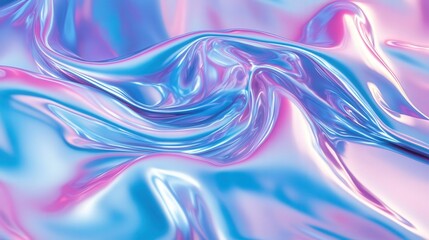 Aufkleber - holographic foil with smooth, swirling reflections of neon blue, pink, and violet, creating a futuristic and mesmerizing abstract pattern