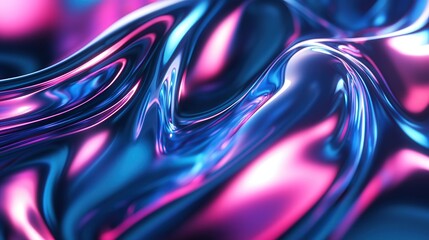 Aufkleber - holographic foil with smooth, swirling reflections of neon blue, pink, and violet, creating a futuristic and mesmerizing abstract pattern