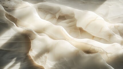 Poster - pearl-white marble tabletop, catching soft morning light, forming exquisite abstract shadow overlays.