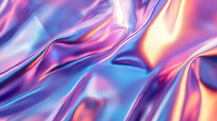 Aufkleber - holographic foil background with shifting neon glows, morphing between luminous blues, pinks, and violets.