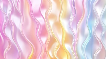 Poster - holographic foil with prismatic light waves flowing seamlessly across the surface, blending pastel and neon hues