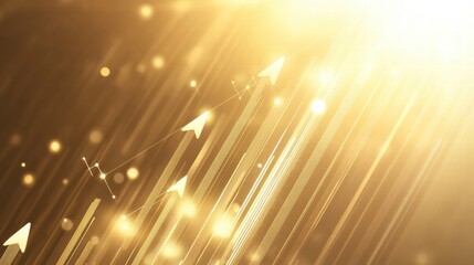 Aufkleber - Dynamic golden arrows indicating growth and success in a bright and vibrant setting. Generative AI
