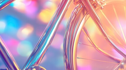 Aufkleber - glossy holographic foil background with a smooth metallic texture and radiant reflections in a soft, pastel gradient.