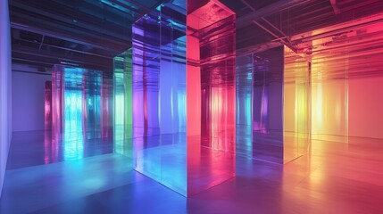 Aufkleber - holographic texture resembling liquid chrome, reflecting vivid neon colors that shift under soft ambient light.