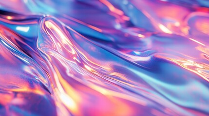 Poster - holographic foil texture with radiant prismatic waves flowing in smooth, mesmerizing motion.