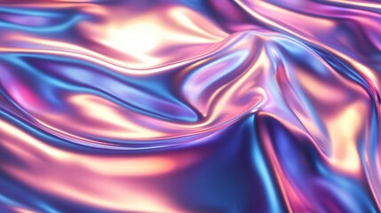 Poster - holographic foil texture with radiant prismatic waves flowing in smooth, mesmerizing motion.