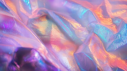 Aufkleber - ethereal iridescent hologram foil with a cosmic glow, shifting between soft pastels and striking metallic reflections