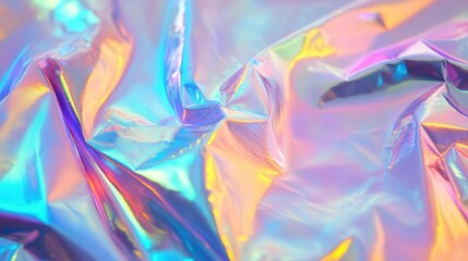Aufkleber - ethereal iridescent hologram foil with a cosmic glow, shifting between soft pastels and striking metallic reflections