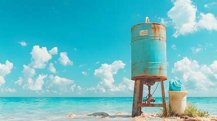 Poster - towering water storage for public access and efficient distribution a photograph showcasing a large 