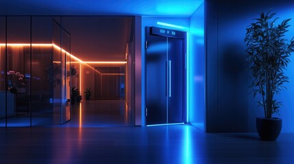 Aufkleber - high-tech biometric security door with ai facial recognition, voice authentication, and quantum-encr