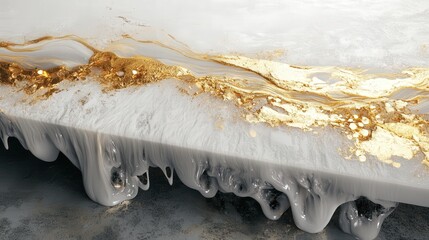 Poster - contemporary white and gold marble top with bold streaks, complemented by subtle organic shadow textures for added depth