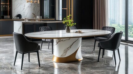 Poster - contemporary white and gold marble top with bold streaks, complemented by subtle organic shadow textures for added depth