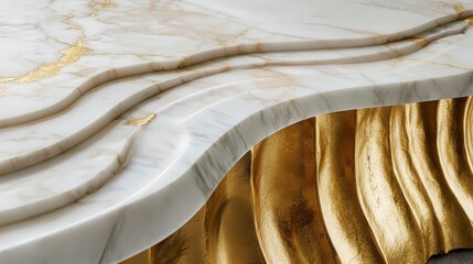 Poster - contemporary white and gold marble top with bold streaks, complemented by subtle organic shadow textures for added depth
