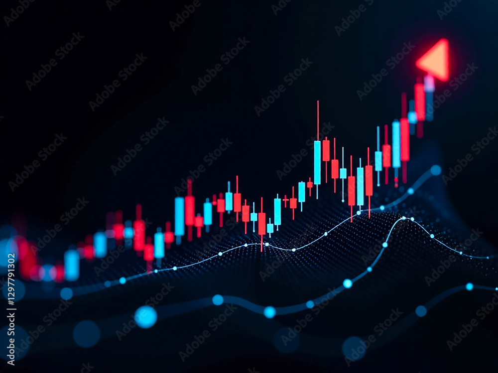 Ascending arrow graph symbolizing financial growth on digital black ...
