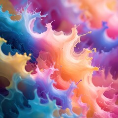 Poster - Colorful splash of paint with a yellow and orange swirl