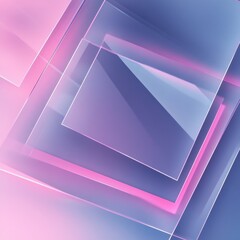 Poster - Abstract Geometric Composition of Light and Shadow with Soft Pink and Blue Tones