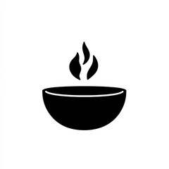 Aufkleber - A Simple Black and White Illustration of a Bowl with Flames Rising, Symbolic of Spirituality and Tranquility