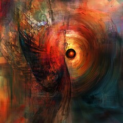 Poster - Abstract Vortex of Color: A Swirling Descent into Darkness and Light in Contemporary Art