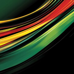 Aufkleber - Dynamic Curves: An Abstract Composition of Red, Yellow, and Green on a Dark Background