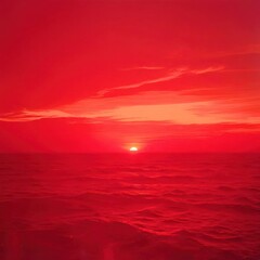 Poster - Red sunset over the ocean
