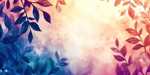 Poster - Colorful background with leaves and branches