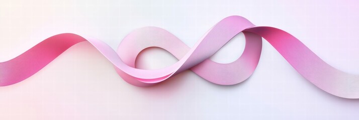 Leinwandbilder - Colorful pink ribbon twisted creatively on a light background perfect for craft projects or decorative uses. Generative AI