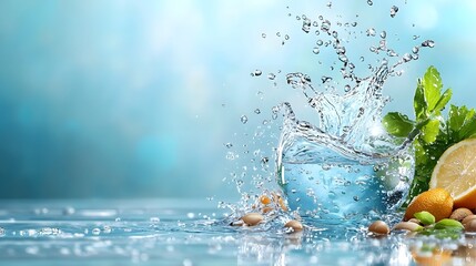 Poster - Elegant Infographic of a Water Drop with Waves Symbolizing Freshness and Purity  Clean