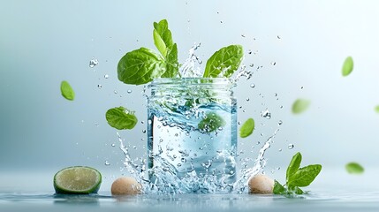 Poster - Infographic Depicting a Water Drop With Swirling Waves Inside Symbolizing the Concept of Clean Fresh and Pure Water on an Isolated Background