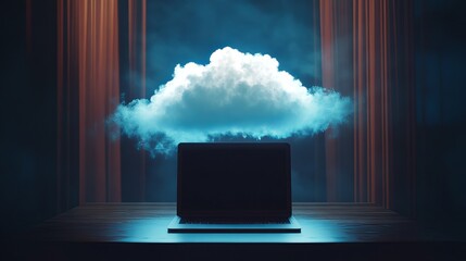 Poster - Cloud Computing Laptop Digital Technology Network Data Storage Online Server Internet Cybersecurity Innovation Modern Future Digital Transformation   