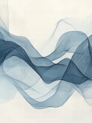Aufkleber - Flowing blue fabric creates an abstract pattern on a light background with soft, ethereal movement. Generative AI