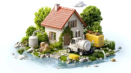 Poster - an infographic showcasing the features of a sustainable smart city with advanced water management sy