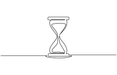 Poster - Continuous one line drawing of hourglass. One line drawing illustration of hourglass with flow sand, Hourglass continuous line art. Editable outline, Hourglass Continuous Line Icon.