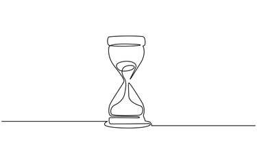 Poster - Continuous one line drawing of hourglass. One line drawing illustration of hourglass with flow sand, Hourglass continuous line art. Editable outline, Hourglass Continuous Line Icon.