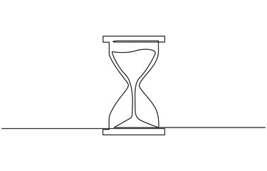 Poster - Continuous one line drawing of hourglass. One line drawing illustration of hourglass with flow sand, Hourglass continuous line art. Editable outline, Hourglass Continuous Line Icon.