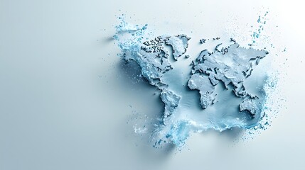 Poster - Detailed infographic world map with blue highlights indicating regions with the highest and lowest water resources isolated on a plain background