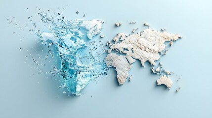 Poster - Detailed infographic of a world map with blue highlights indicating regions with the highest and lowest water resources presented on an isolated background